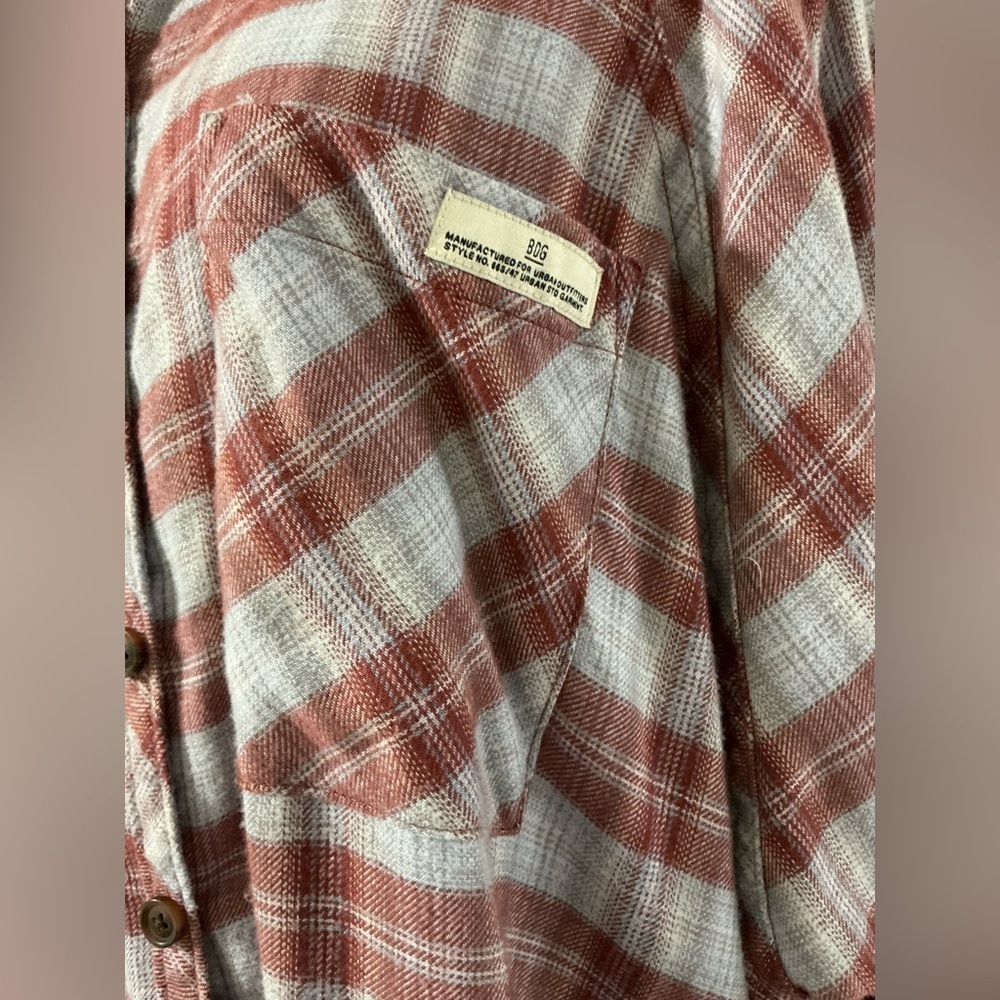 EUC BDG Urban Outfitters Brandon Plaid High-low Flannel Button-up Shirt S/P - Picture 7 of 15